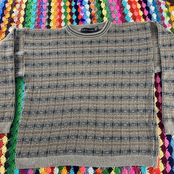 Vintage USA Made Croft & Barrow Neutral Grandpa Oversized Pattern Retro … - Picture 7 of 9